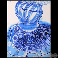 El gran cuello - Serie AZUL dibujo sobre papel de Ricardo Migliorisi - Ao: 2018